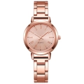 Elegant rose gold women's quartz watch featuring a round dial and classic link bracelet - Rose Gold Roman Numerals