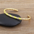 Bohemian 18k gold plated bangle featuring neon yellow enamel and sparkling zircon accents - Yellow