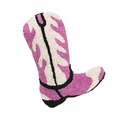 Tufted pink western cowboy boot pillow with abstract geometric pattern for sofa - Pink + Beige / 28x36cm (direct Charging Included)