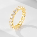 Golden S925 sterling silver eternity ring featuring 3.5mm cubic zirconia stones - US 5 / Gold