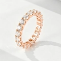 Classic S925 sterling silver eternity ring in rose gold with round cubic zirconia stones - US 5 / Rose Gold