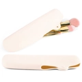 Pink silicone makeup sponge travel case and brush holder with snap-button closure - Brush Organizer with Brushes / Cream