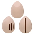 Portable silicone makeup sponge holder in skin pink color with breathable hollow design - Egg Shape Sponge Case / Khaki