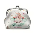 Cartoon unicorn mini coin purse with metal clasp and I don't believe in humans text - Watercolor Unicorn