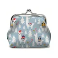 Christmas theme light blue coin purse with alpaca prints and silver metal clasp - Christmas Alpaca