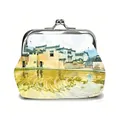 Kiss-lock coin purse with Chinese watercolor house painting and silver metal clasp - Beautiful Town