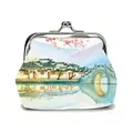 Retro kiss-lock coin purse featuring a traditional Chinese ink landscape water town print - Arch Bridge