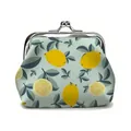 Vintage clasp coin purse with vibrant lemon print and silver metal frame closure - Lemon