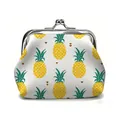 Mini clasp coin purse featuring vibrant pineapple prints and vintage metal buckle closure - Pineapple