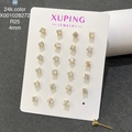Set of 12 pairs of 24k gold-plated 4mm round zircon stud earrings on display card - 4mm / Four-Claw Pointed Bottom