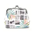 Classic clasp coin purse with colorful tropical palm leaf pattern and silver metal closure - Colorful