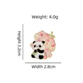 Cute panda enamel pin holding a pink cherry blossom umbrella cartoon animal badge accessory - Cz3800-2