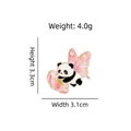 Cute panda enamel pin with pink butterfly wings holding flower, size 3.3x3.1cm - Cz3800-4