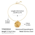 Detailed dimensions of waterproof stainless steel snake chain and textured round pendant - Irregular Wave Round Necklace (YYN025018)