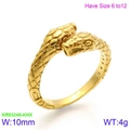 Punk style double-headed snake shaped ring in gold-plated stainless steel - Size 7 / Gold