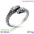 Vintage punk style stainless steel double-headed snake ring with scale texture details - Size 7 / Steel