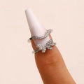 Sparkling silver butterfly zircon nail ring set for trendy finger nail art jewelry - Butterfly 2pcs Nail Ring Set (7943)