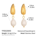 Detaillierte Größenangaben für goldene Perlenohrringe aus Edelstahl im Tropfendesign - Goldene Tropfen-Perlenohrringe (YYE023693)