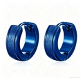Pendientes de aro huggie de acero azul mate con superficie interior pulida - Azul