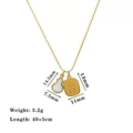 Gold plated 18K titanium necklace with white jade gourd and Fu Lu engraved tag pendant - Fu Lu Gourd (H1201) Gold