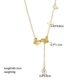 18K gold plated titanium steel necklace featuring matte butterflies and a white pearl - Butterfly Pearl Tassel (H1098) Gold