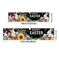 Striscione di Buona Pasqua con conigli bianchi e uova colorate, sfondo festivo 180x40cm - Sfondo Nero Coniglietto Girasole (FHJH-01) / 180*40cm