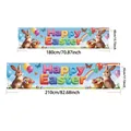 Striscione Buona Pasqua con conigli e uova in misure 180x40cm e 210x45cm per decoro festa - Coniglietto Cartone Animato Arcobaleno Palloncino (FHJH-04) / 180*40cm
