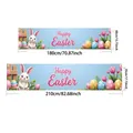 Happy Easter banner with cute bunnies and colorful eggs on a light blue background - Light Blue Bunny Tulip (FHJH-10)
