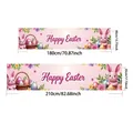 Pink Happy Easter banner with cartoon bunny and eggs in 180cm and 210cm sizes - Pink Theme Bunny Basket (FHJH-13)