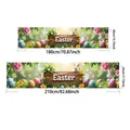 Easter banner set with colorful eggs and rabbits in various size options for party decor - Wood Board Pink Rose Bunny (FHJH-15)