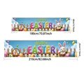 Happy Easter banner set with colorful eggs and rabbits in two outdoor custom sizes - Blue Sky Bunny Egg Fence (FHJH-16)