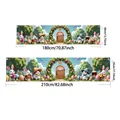 Easter banner featuring bunnies and eggs in 180x40cm and 210x45cm size variations - Spring Welcome Bunny Flower (FHJH-18)