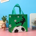 Waterproof non-woven gift bag with vibrant soccer theme and dynamic player silhouette - Green Athlete Silhouette (Style 1)