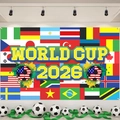 Lebhafte 2026 World Cup Fußball-Hintergrundbanner mit Flaggen und Fußbällen für Partys - 95x75