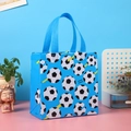 Blue non-woven soccer gift bag with football patterns and durable handles for sports events - Blue Full Soccer Print (Style 4)