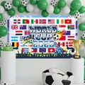 2026 Football World Cup themed party backdrop featuring global flags and 3D goal text - Multi-National Flag Party Style (SBJ-004) / 95x75cm