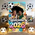 2026 Fußball-Weltmeisterschaft Foto-Hintergrund für interaktive Party-Dekorationen - Grünes Feld Stil (SYX-001) / 180x90cm