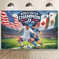 2026 World Cup soccer backdrop featuring players and stadium for tournament party decor - Messi Ronaldo Competition Style (SBJ-002) / 95x75cm