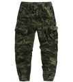 Detail der Herren-Cargohose mit Camouflage-Muster, elastischen Bündchen und Taschen - EU 30 / Armeegrün Camo