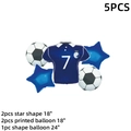 5-piece soccer party balloon set with blue jersey, star, and ball patterns - Blue Number 7 Jersey Style (WFAB-1E)