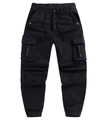 Details der schwarzen Cargo-Hose mit elastischem Kordelzug und seitlichen Zipp-Taschen - EU 30 / Schwarz