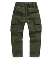 Dettaglio dei pantaloni cargo verde militare con vita elastica a coulisse e multitasche - EU 30 / Verde