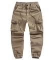 Dettaglio dei pantaloni cargo kaki con coulisse in vita e grande tasca laterale a patta - EU 29 / Cachi