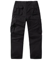Detailed view of black multi-pocket cargo pants with durable reinforced stitching and flap pockets - Black