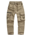 Dettaglio dei pantaloni cargo kaki con coulisse elastica in vita e tasche a soffietto laterali - EU 30 / Cachi