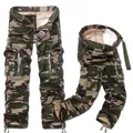 Relaxed fit camouflage cargo pants for men with multi-pocket design and belt included - EU 28 / Military Camouflage