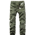 Pantaloni cargo da uomo verde militare con tasche multiple e cintura coordinata - EU 28 / Verde Militare