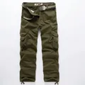 Herren Cargo-Hose in Armeegrün mit mehreren Taschen und Gürtel im entspannten Schnitt - EU 28 / Armeegrün