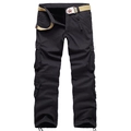 Thermo-Cargohose für Herren in Schwarz mit Fleecefutter und Gürtel mit Stern-Schnalle - EU 40 / Schwarz