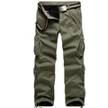 Armeegrüne Herren-Cargohose mit Thermofleece-Futter, vielen Taschen und Flechtgürtel - EU 40 / Armeegrün
